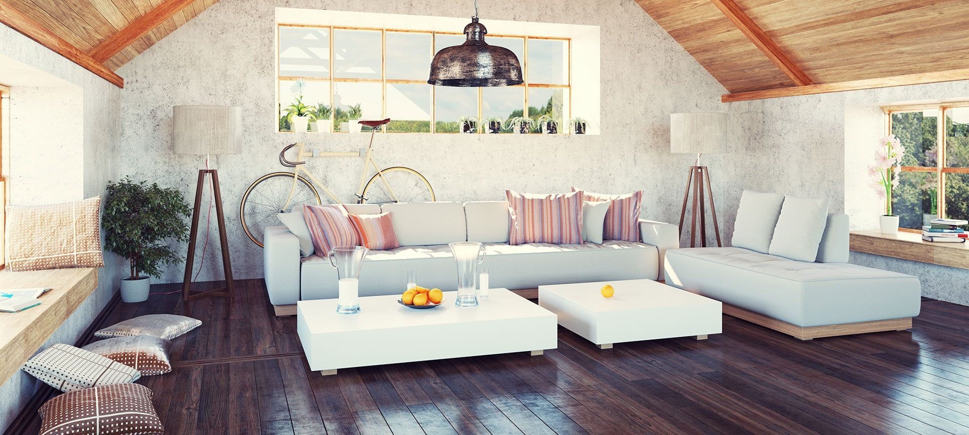 interior decorator works on a living room for a canadian client